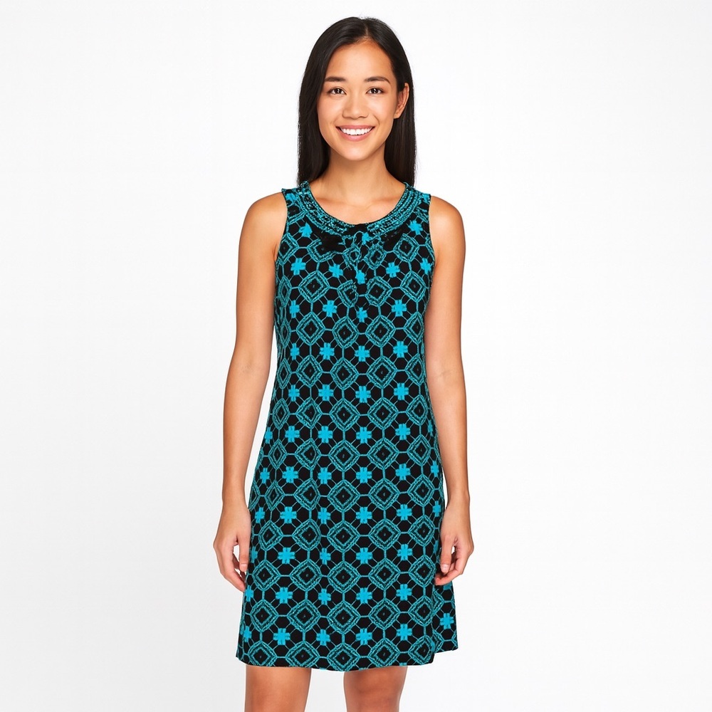 Black Dress with Pop of Color Sleeveless  Dress Size M Shift Sheath - Picture 12 of 12